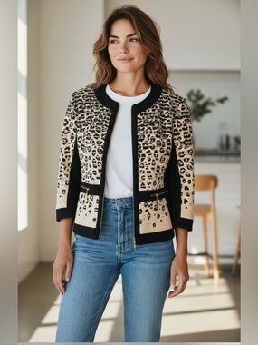 Joseph Ribkoff Animal Print Zip-up Jacket